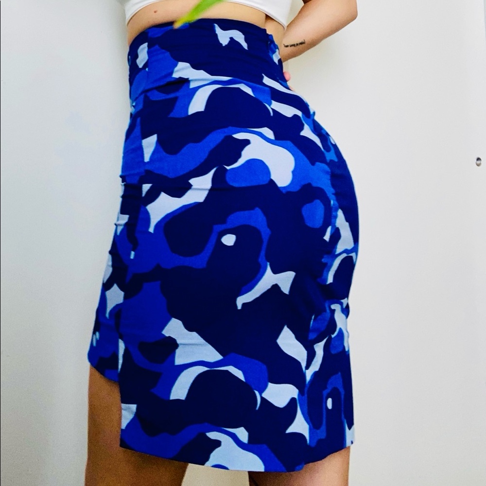 TOPSHOP Blue Pattern Mini Skirt